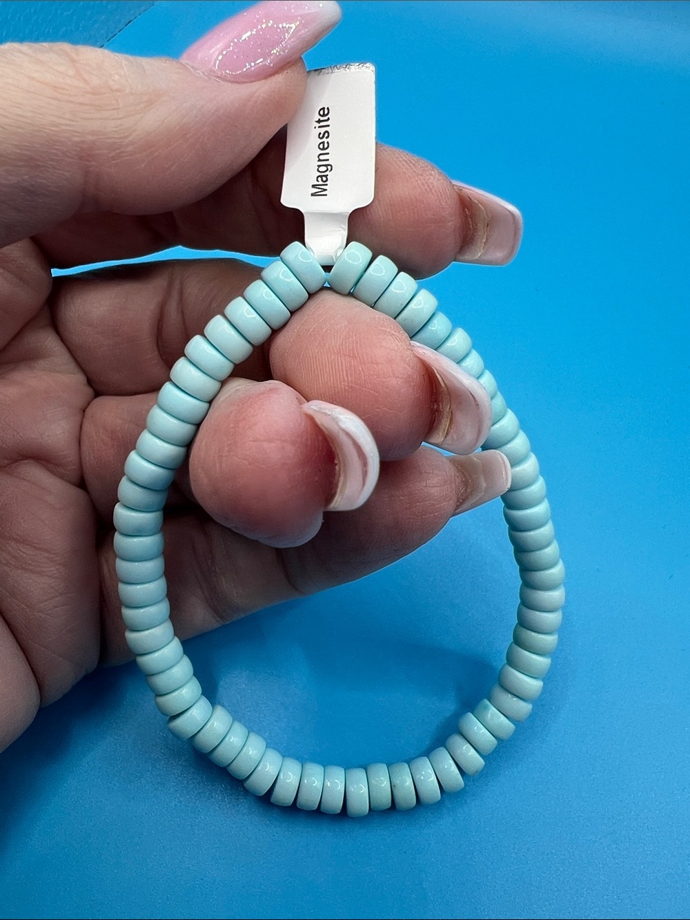 Light Blue Magnesite Beaded Stretch Bracelet